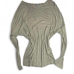 Vintage Vince Micro Modal Silk Stone Grey Sage Green  Long Sleeve Top